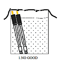 Fig. 4-4-2 Wrong way to storage the reference electrode, with too much storage solution. Fig. 4-4-2 Wrong way to storage the reference electrode, with too much storage solution.