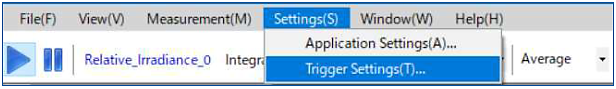 Fig. 4.1 Select "Trigger Settings" from the "Settings" menu. Fig. 4.1 Select "Trigger Settings" from the "Settings" menu.