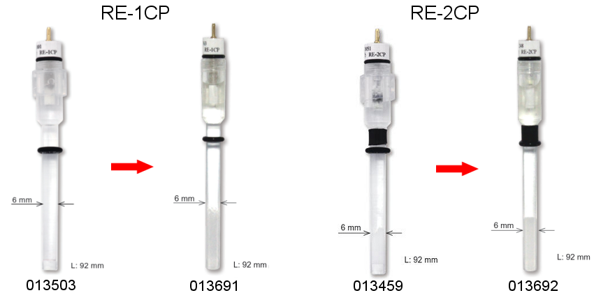 Produto renovado: Eletrodo de referência RE-1CP (Ag/AgCl/KCl saturado e eletrodo de referência RE-2CP)