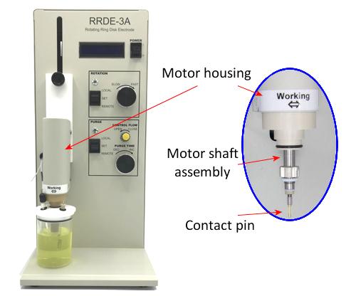 Dissasembly of working electrode from RRDE-3A motor shaft