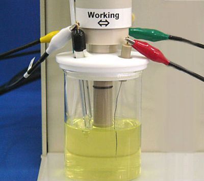 Main area picture of electrode assemblies in RRDE-3A