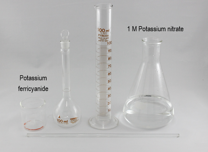 Fig. 6-1 To dissolve the potassium ferricyanide use the 1 M Potassium nitrate solution prepared in the previous section.