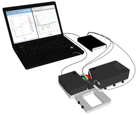 Spectroelectrochemical measurement set up using SEC-3F Spectroelectrochemical flow cell