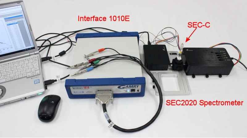 SEC2020 Spectrometer system connection to Interface 1010E Potentiostat/Galvanostat/ZRA