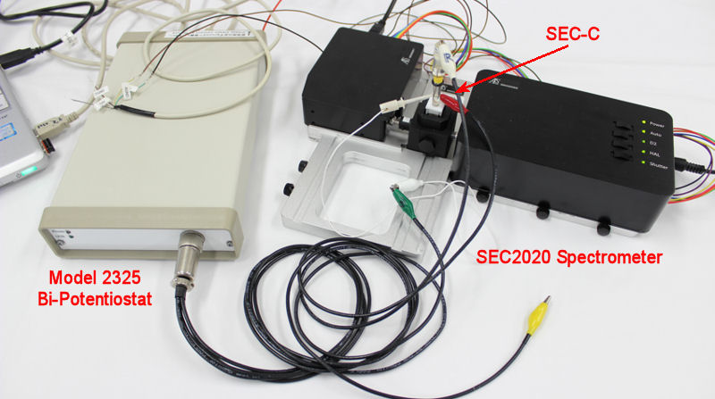 Configuration of a typical spectroelectrochemical measurement system.