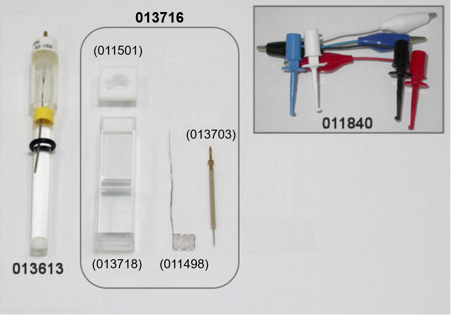 Fig. 3-4 SEC-CT Thin Layer Quartz Glass Spectroelectrochemical cell kit (Pt) and RE-1BP Reference electrode (Ag/AgCl) Fig. 3-4 SEC-CT Thin Layer Quartz Glass Spectroelectrochemical cell kit (Pt) and RE-1BP Reference electrode (Ag/AgCl)