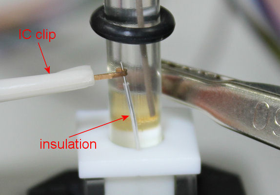 Fig. 9 Working electrode connection using IC clip.